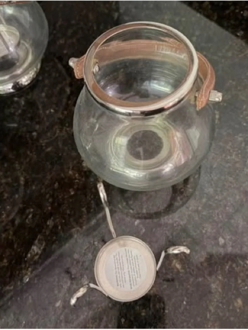 Glass & Leather Petite Hurricane Lanterns | Set of 3